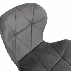 Chaises en velours matelassée bleu, gris foncé, gris clair et jaune