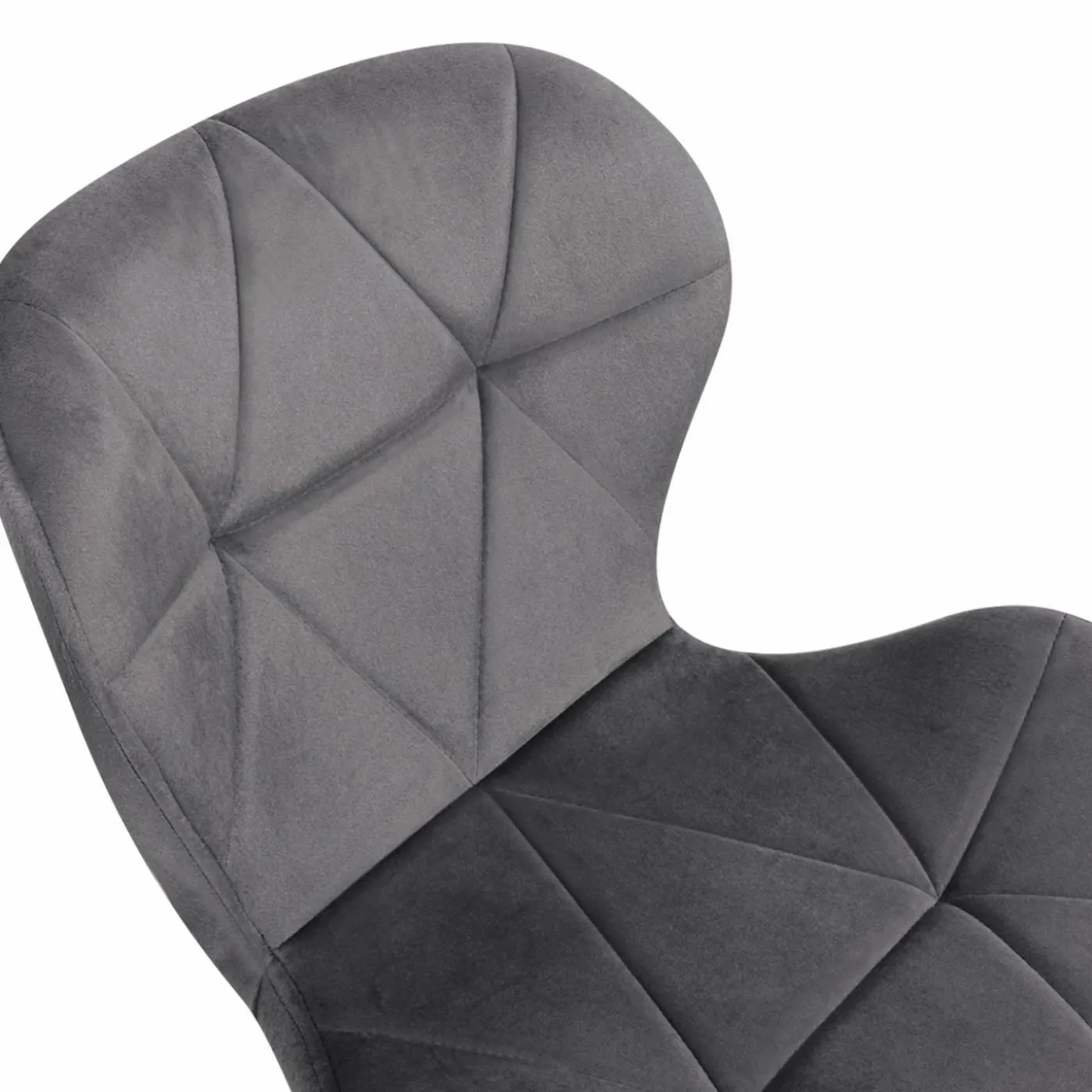 Chaises en velours matelassée bleu, gris foncé, gris clair et jaune