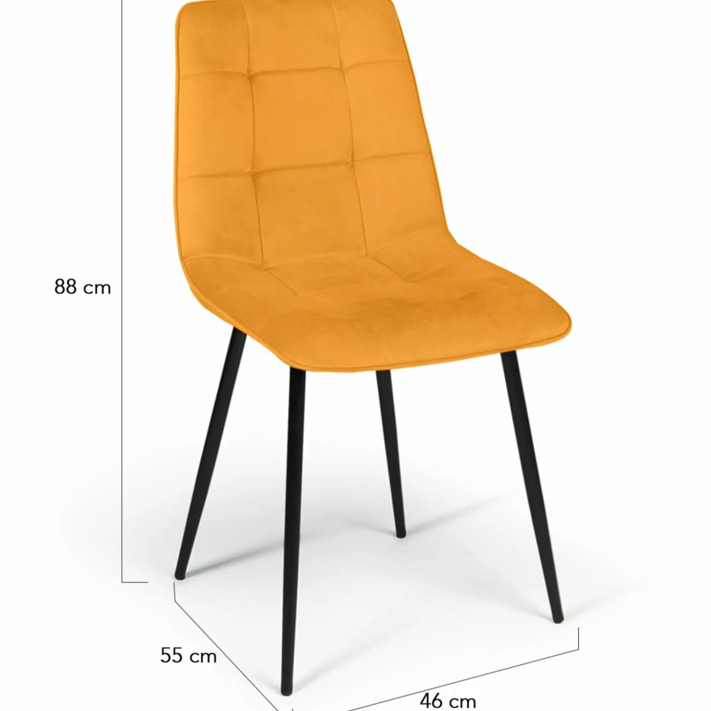 Chaises en velours mix color (bleu, jaune et rose) : lot de 4