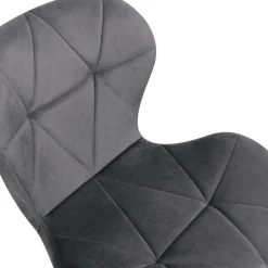 Chaises en velours pastel bleu, gris clair, gris foncé et rose