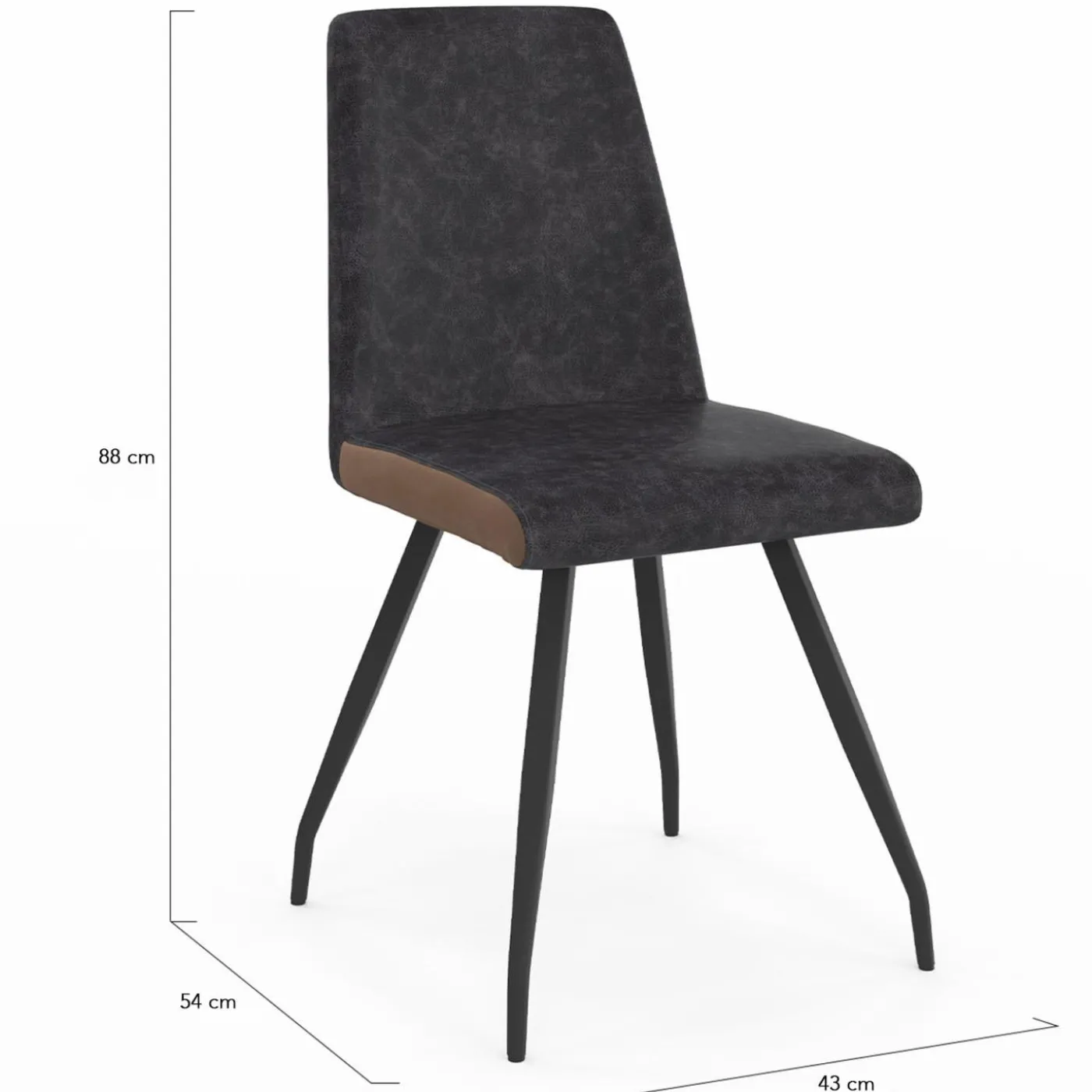 Chaises grises liseré marron pieds araignée pour salle à manger