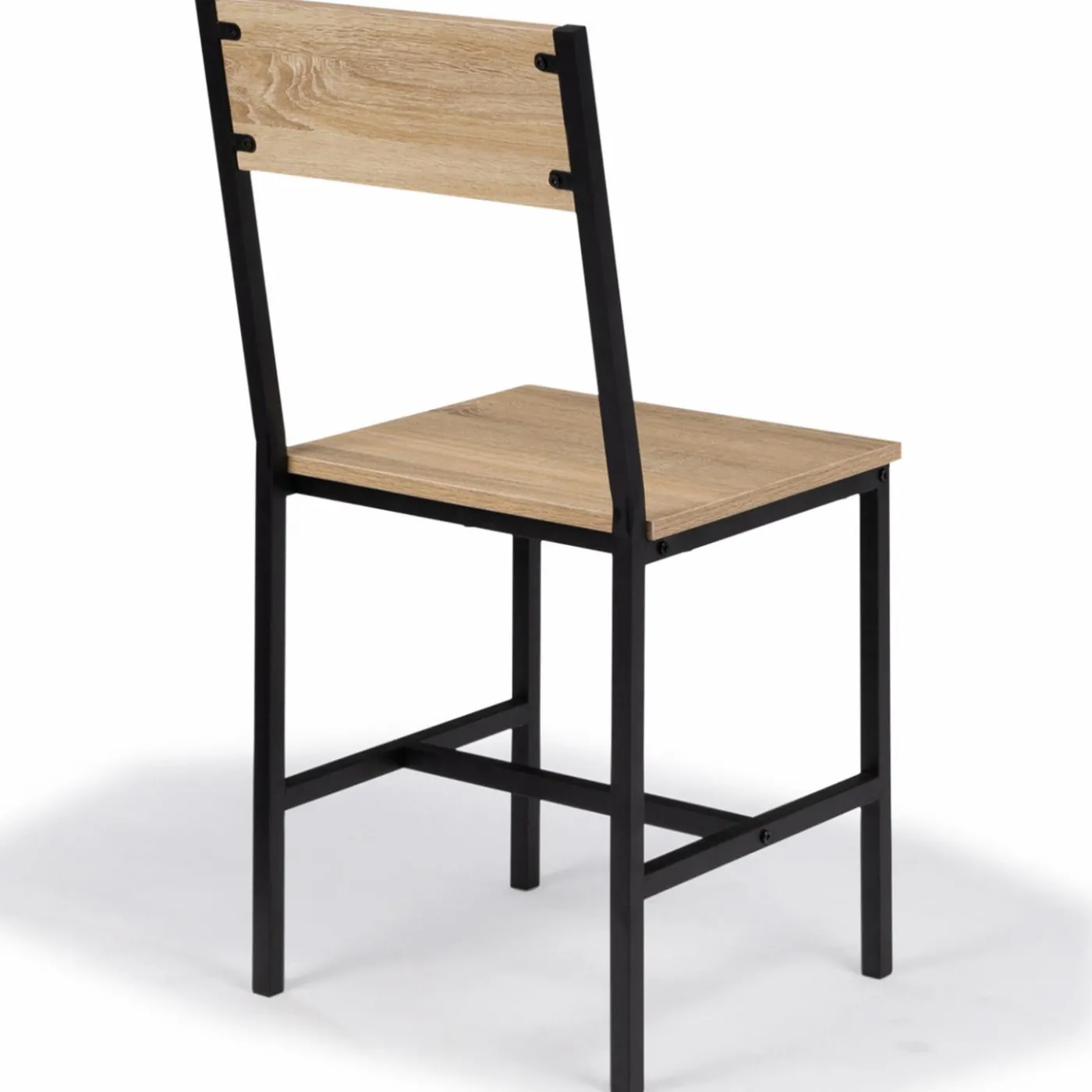 Chaises industrielles bois et métal : lot de 4