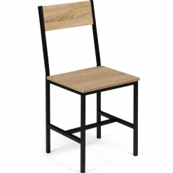 Chaises industrielles en métal noir et bois