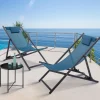 Chaises longues bleu canard pliables