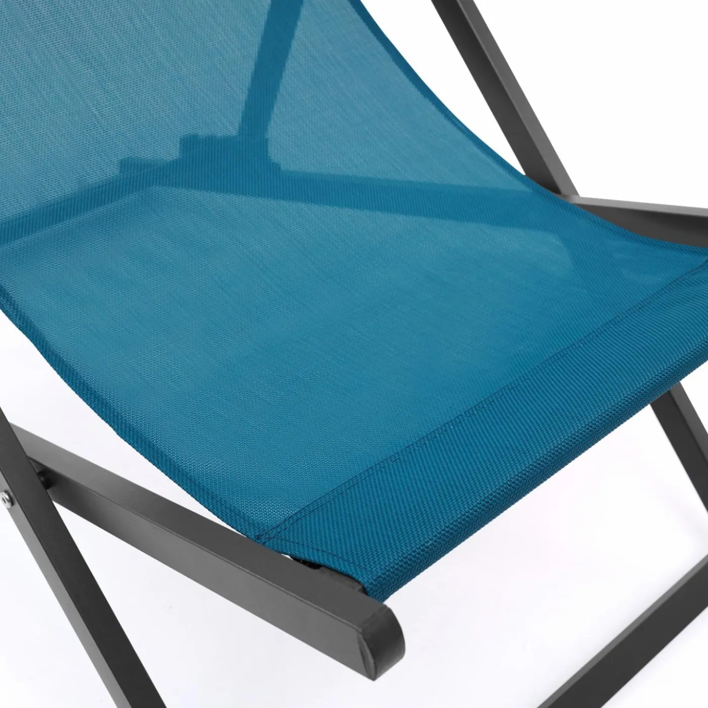 Chaises longues bleu canard pliables