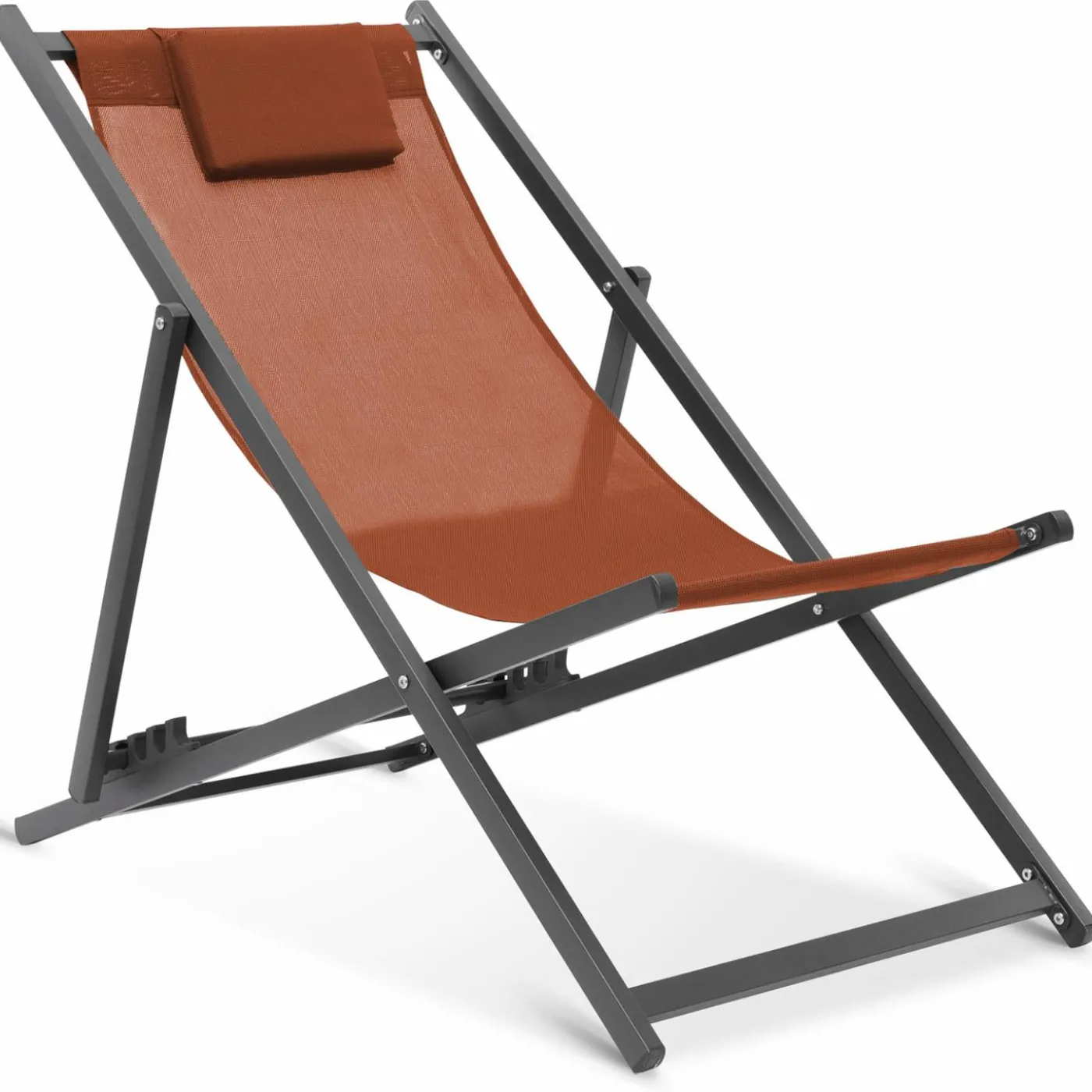 Chaises longues terracotta pliables