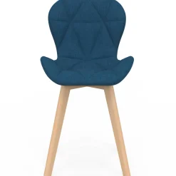 Chaises matelassées pour salle à manger en tissu bleu canard
