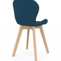 Chaises matelassées pour salle à manger en tissu bleu canard