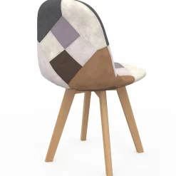 Chaises motifs patchworks marron scandinaves : lot de 4