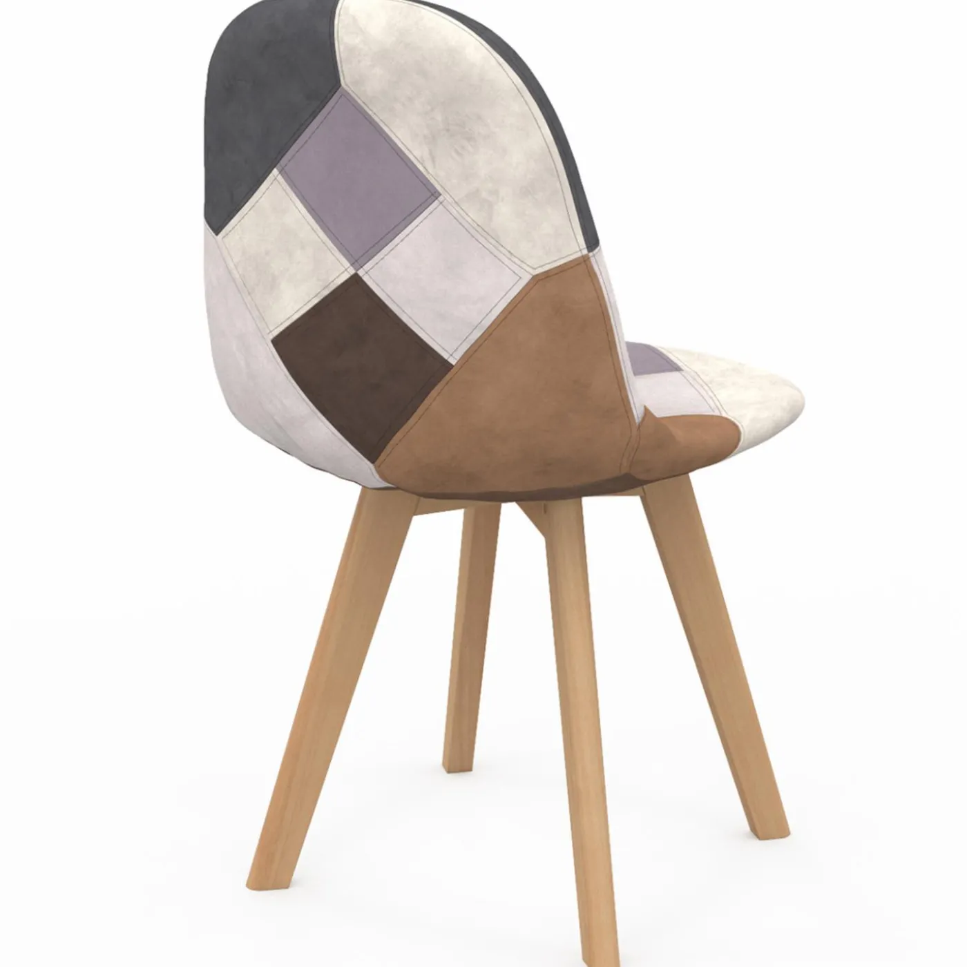 Chaises motifs patchworks marron scandinaves : lot de 4