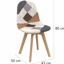 Chaises motifs patchworks marron scandinaves : lot de 4
