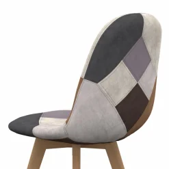 Chaises motifs patchworks marron scandinaves : lot de 4