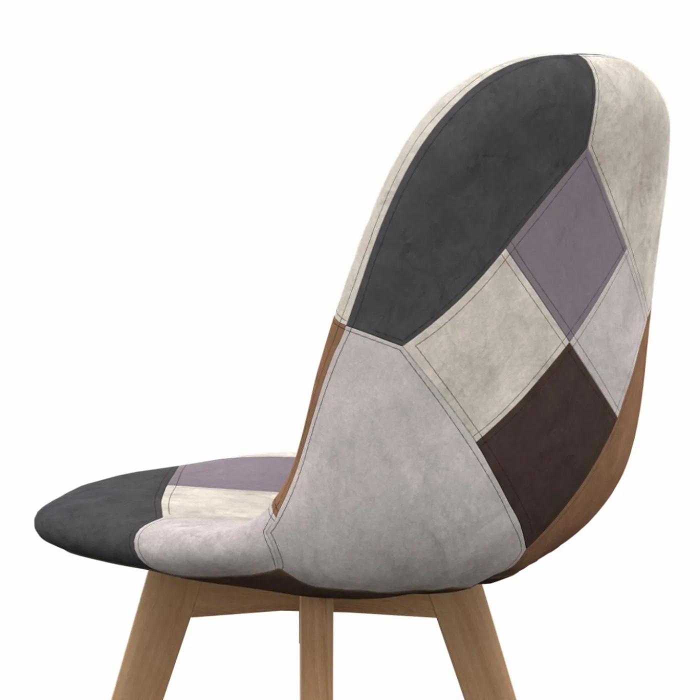 Chaises motifs patchworks marron scandinaves : lot de 4