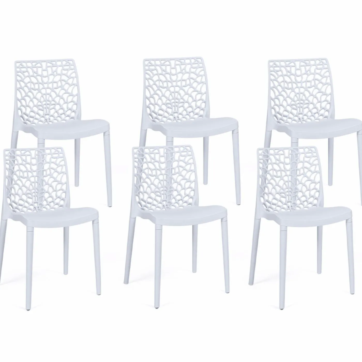 Chaises nid d'abeille blanc : lot de 6