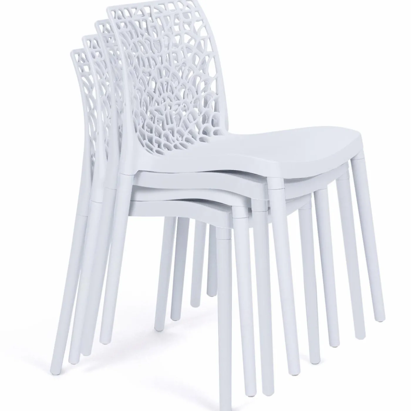 Chaises nid d'abeille blanc : lot de 6