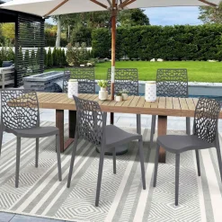 Chaises nid d'abeille gris anthracite : lot de 6