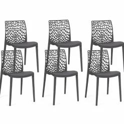 Chaises nid d'abeille gris anthracite : lot de 6