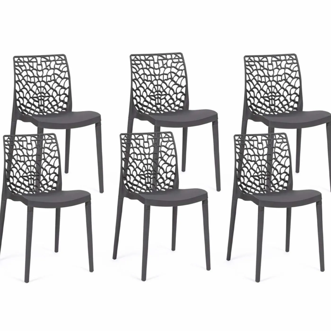 Chaises nid d'abeille gris anthracite : lot de 6