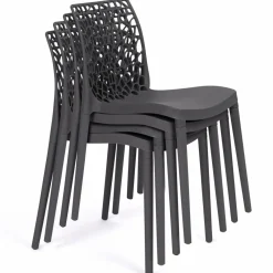 Chaises nid d'abeille gris anthracite : lot de 6