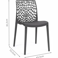 Chaises nid d'abeille gris anthracite : lot de 6