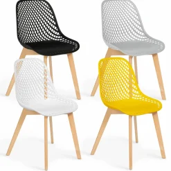 Chaises noir, gris clair, blanc et jaune