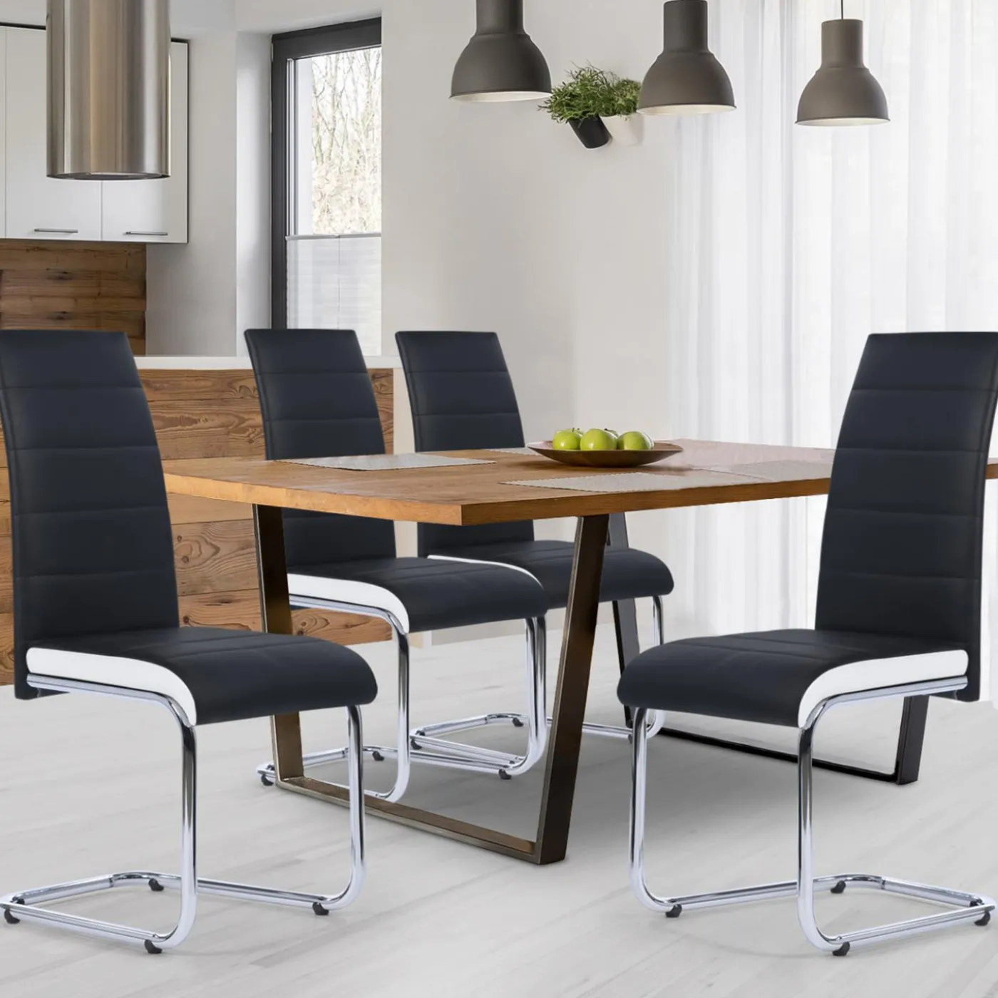 Chaises noires et blanches design pour salle à manger MIA