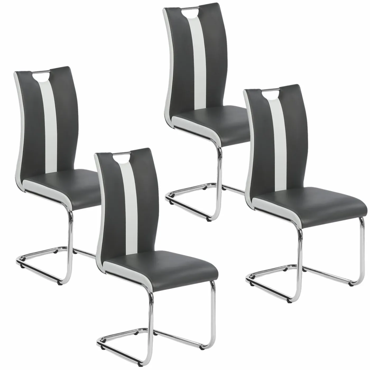 Chaises pieds métal chromé blanches et grises