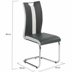 Chaises pieds métal chromé blanches et grises