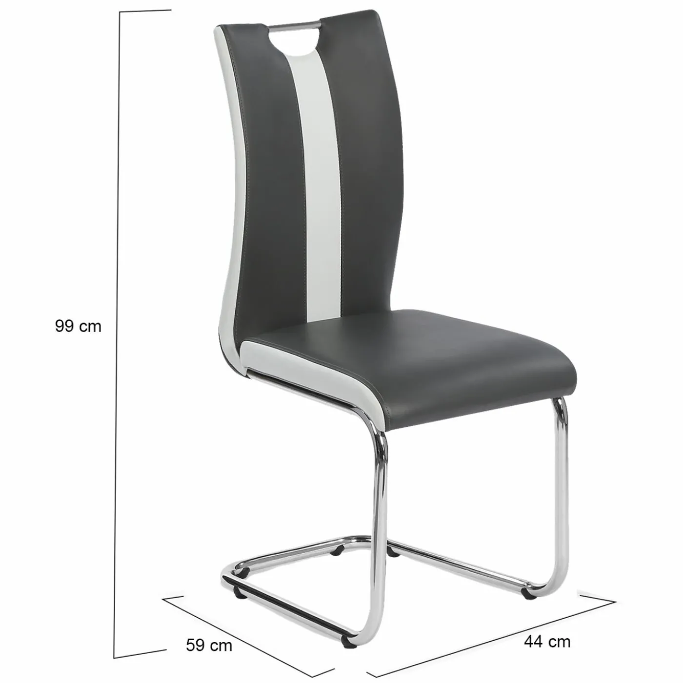 Chaises pieds métal chromé blanches et grises