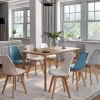 Chaises scandinaves 4 couleurs : pastel rose x2, blanc x2, gris clair x2 et bleu x2