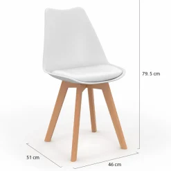 Chaises scandinaves 4 couleurs : gris foncé, gris clair, blanc et bleu