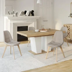 Chaises scandinaves beiges pieds en bois
