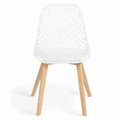 Chaises scandinaves blanches x6 avec dossier ajouré