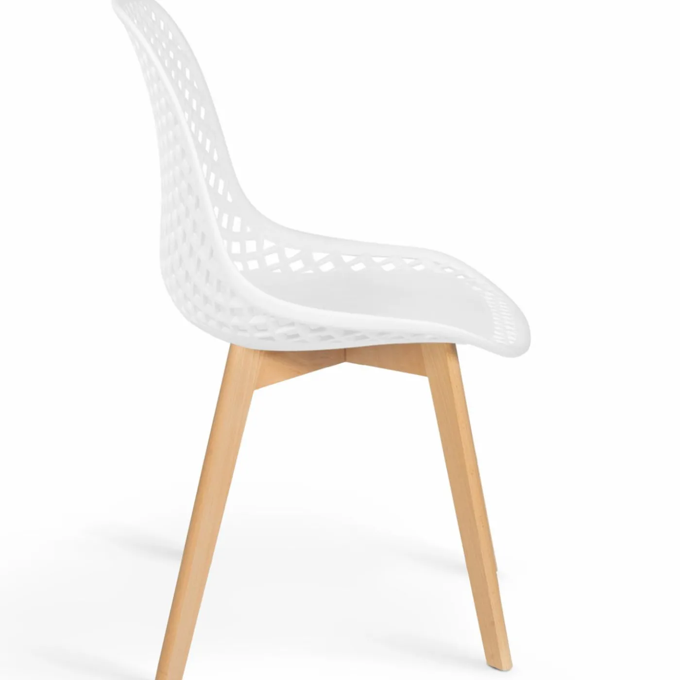 Chaises scandinaves blanches x6 avec dossier ajouré