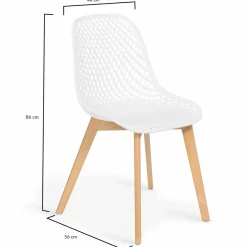 Chaises scandinaves blanches x6 avec dossier ajouré