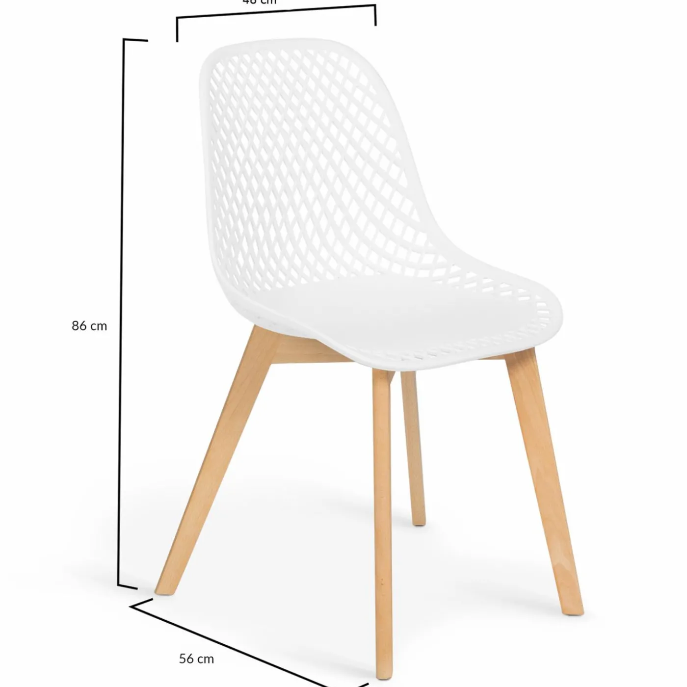 Chaises scandinaves blanches x6 avec dossier ajouré