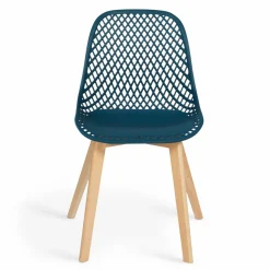 Chaises scandinaves bleu x2, blanc, gris clair et gris foncé x2 avec dossier ajouré