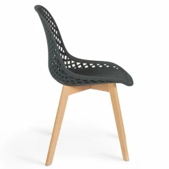 Chaises scandinaves bleu x2, blanc, gris clair et gris foncé x2 avec dossier ajouré