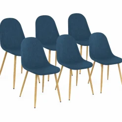 Chaises scandinaves en tissu bleu canard pour salle à manger