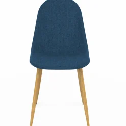 Chaises scandinaves en tissu bleu canard pour salle à manger