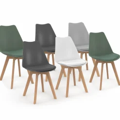 Chaises scandinaves mix color vertes, grises et blanches