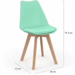 Chaises scandinaves mix color vert menthe, jaune, blanc et gris