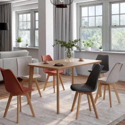 Chaises scandinaves mix color terracotta, gris, beige