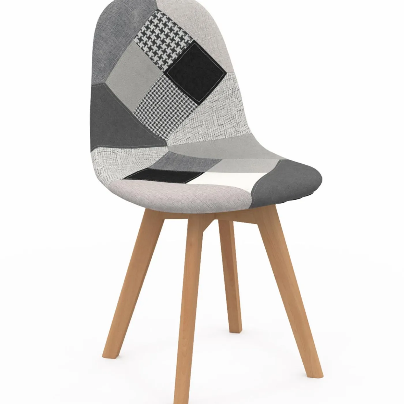 Chaises scandinaves mix color : gris, blanc, noir et patchworks