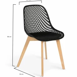 Chaises scandinaves noires x6 avec dossier ajouré
