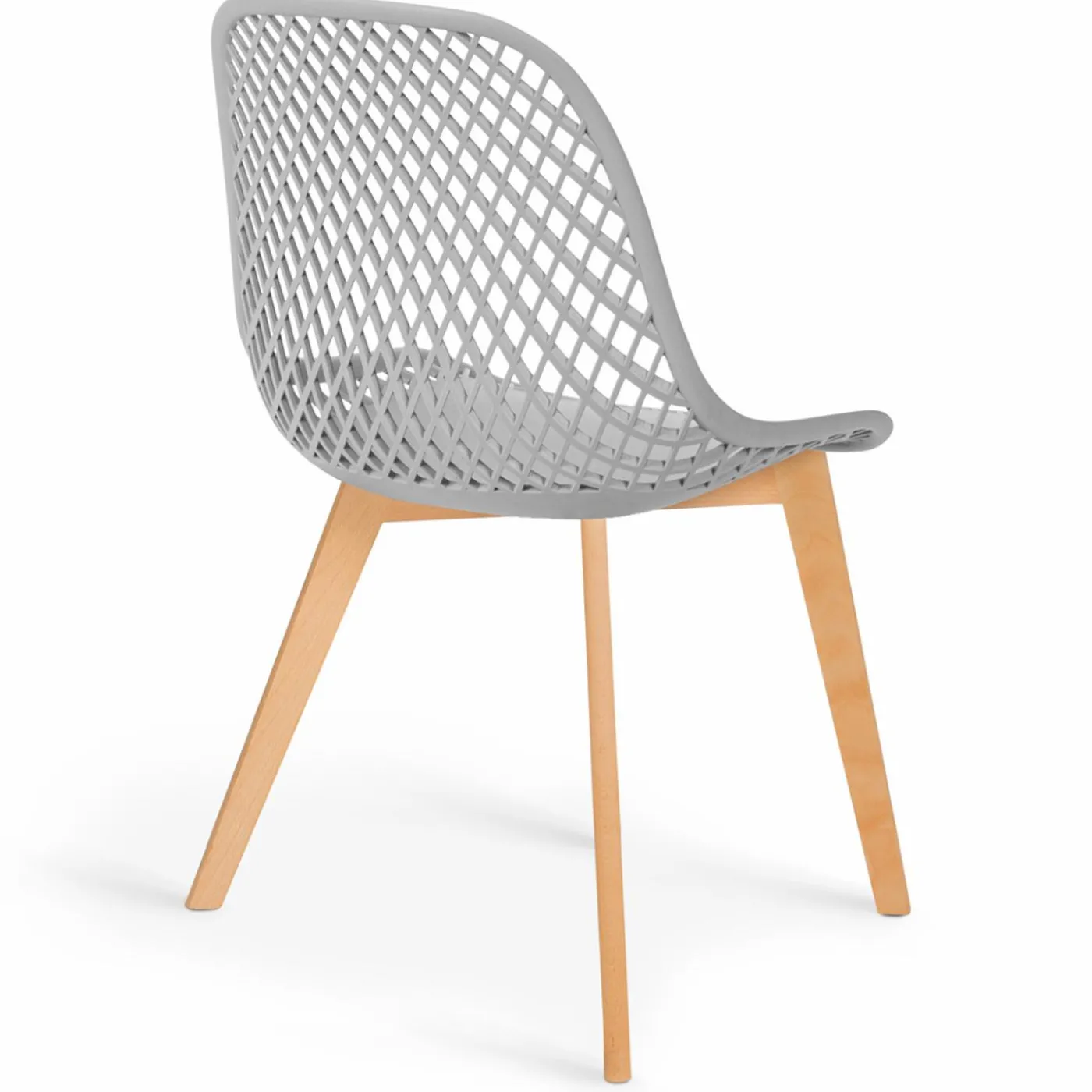 Chaises scandinaves pastel rose, blanc, gris clair x2, bleu x2 avec dossier ajouré