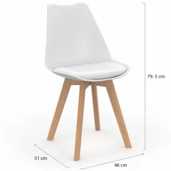 Chaises scandinaves rose pastel, gris, blanc avec coussin