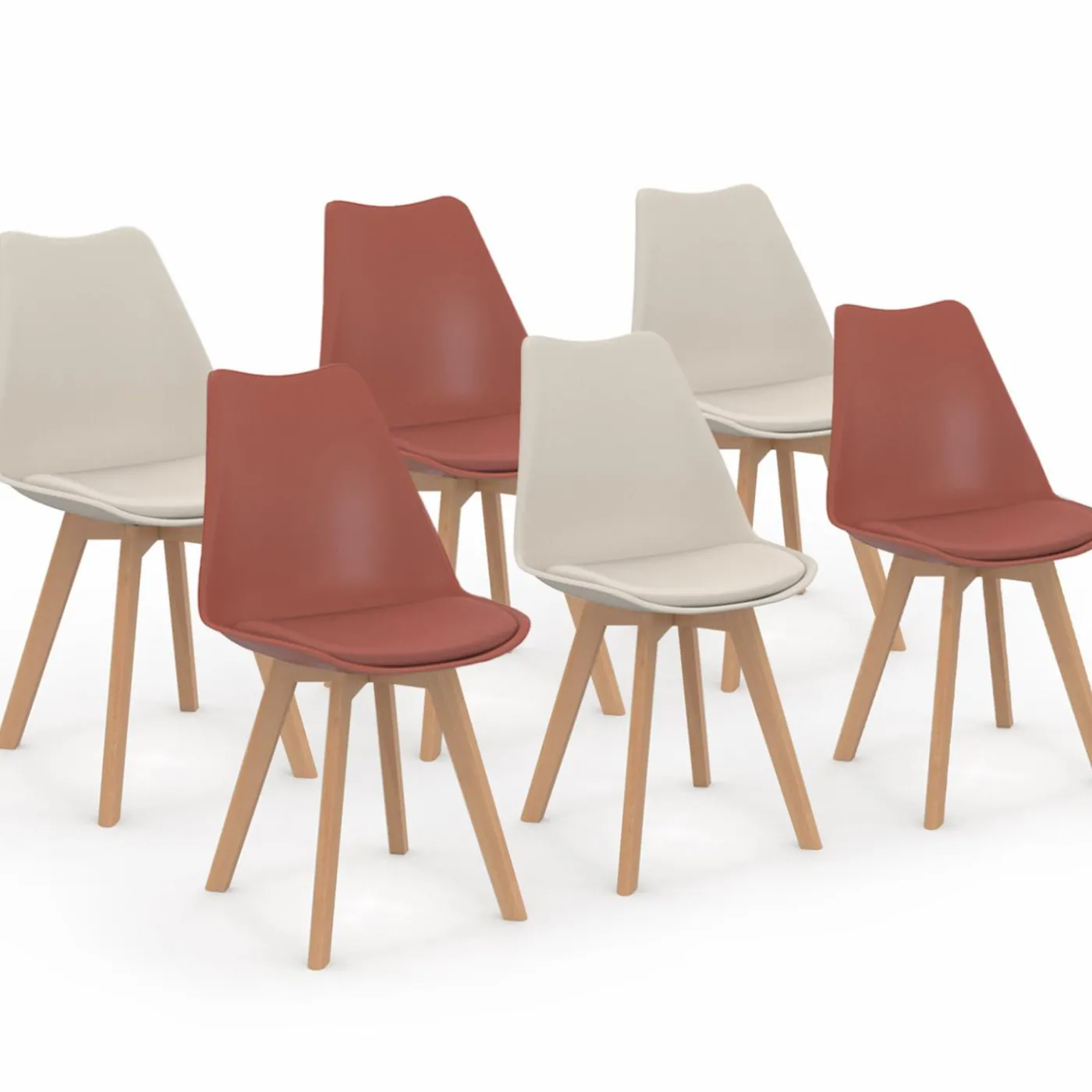 Chaises scandinaves terracotta et beige