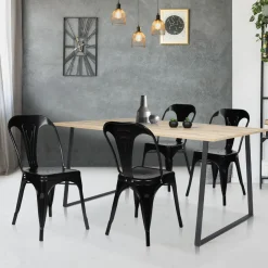 Chaises style industriel noir mat