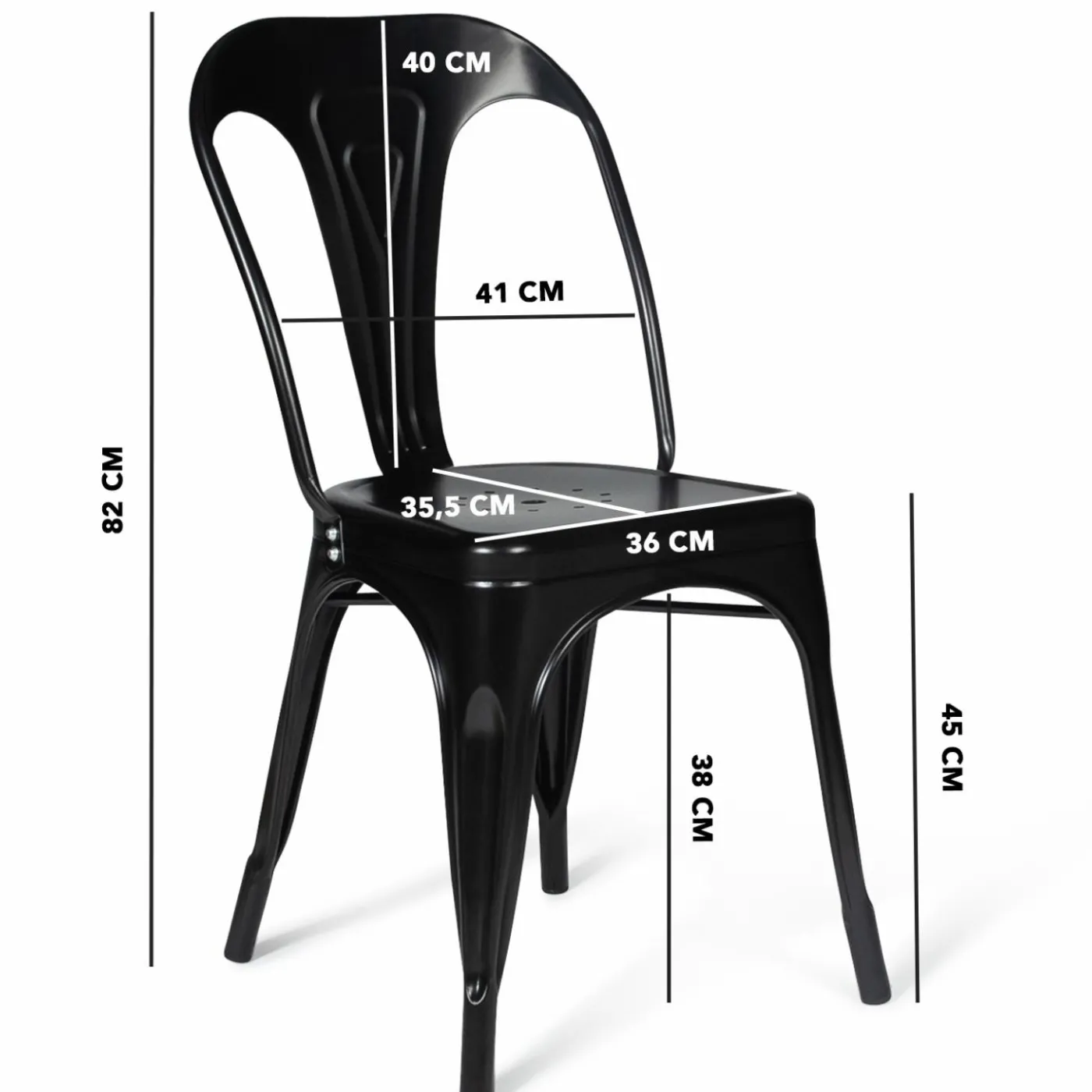 Chaises style industriel noir mat